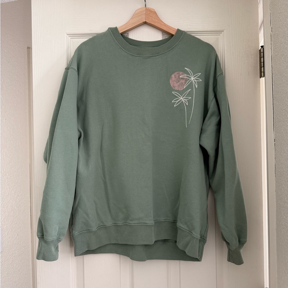 Hollister Sage Green Fleece Crew Sweatshirt